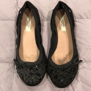 Black jeweled flats